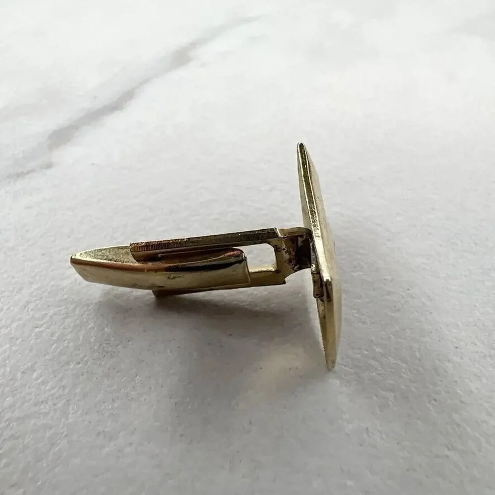 Vintage Textured Gold Tone Single Cufflink